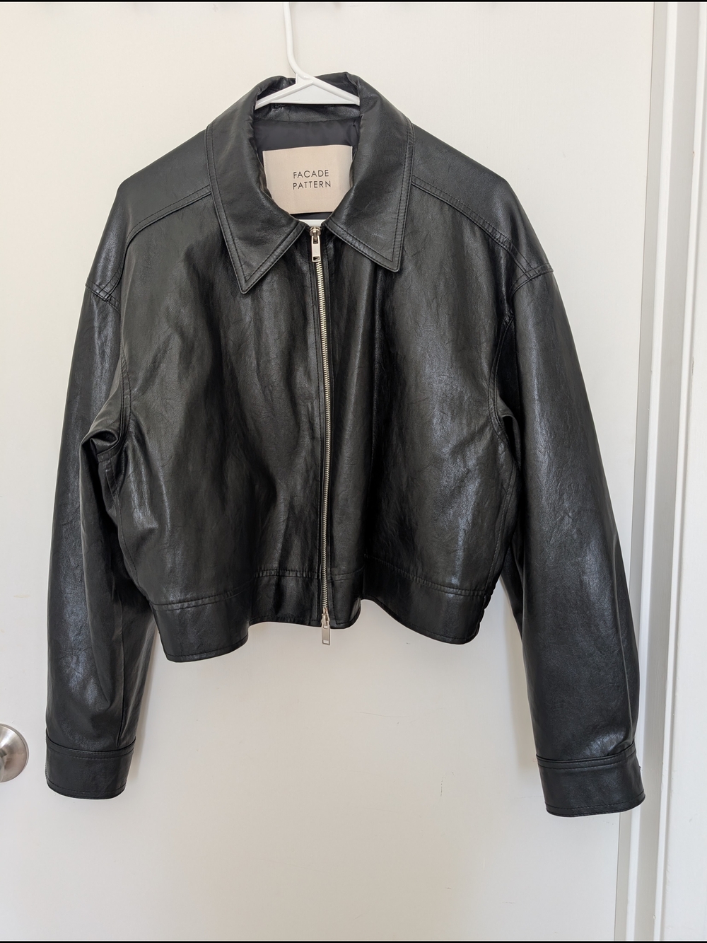 Black Leather Zip Jacket - Women